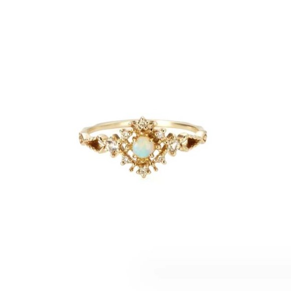 Gold Vermeil Genuine Opal Stone Dainty Ring for her Natural Opal Stone Ring 7 - Picture 3 of 10